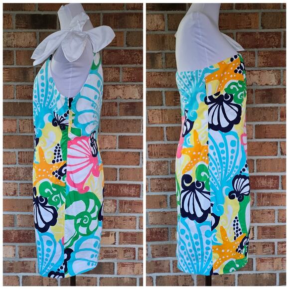 One Shoulder Dress Lilly Pulitzer Minta 32973 Shell Print Plus Size 14 Cotton - Picture 2 of 10